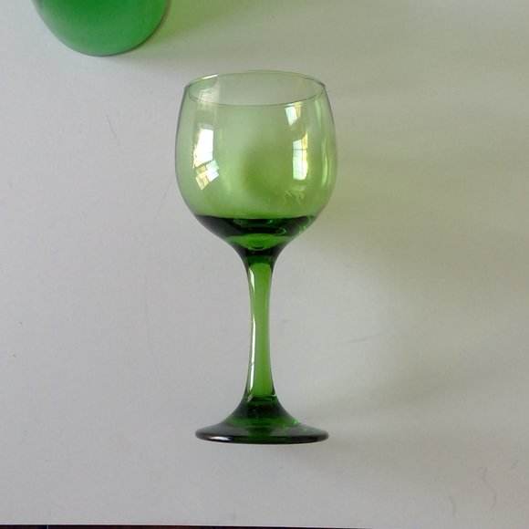 S/6 Mismatched Colorful Emerald Avocado Lime Green Water Goblets Wine Glasses - Picture 9 of 11
